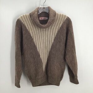 L.A.M. Women’s Vintage 100% Alpaca Wool Sweater Turtle Neck Taupe/Brown Size 14